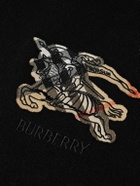 Burberry - Logo-Embroidered Appliquéd Cotton-Jersey Hoodie - Black