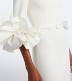 Safiyaa Belisa belted ruffled crêpe gown