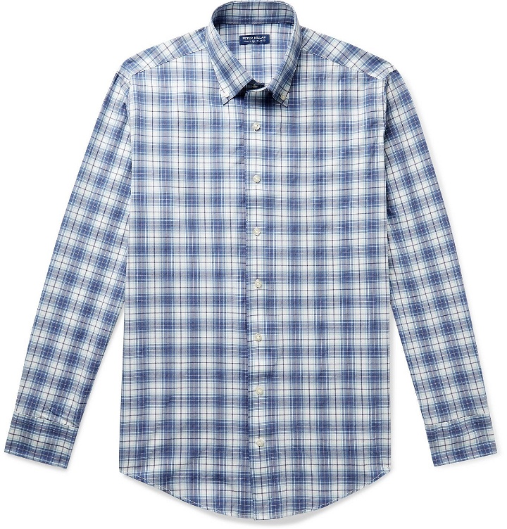 Photo: Peter Millar - Oliver Button-Down Collar Checked Woven Shirt - Blue