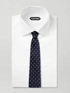 TOM FORD - 8cm Polka-Dot Embroidered Herringbone Silk Tie