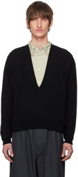 LEMAIRE Black Deep V-Neck Sweater