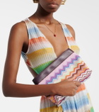 Missoni Zigzag Large leather-trimmed lamé clutch