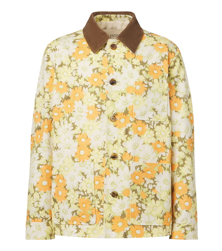 Photo: Valentino Corduroy-trimmed floral denim jacket