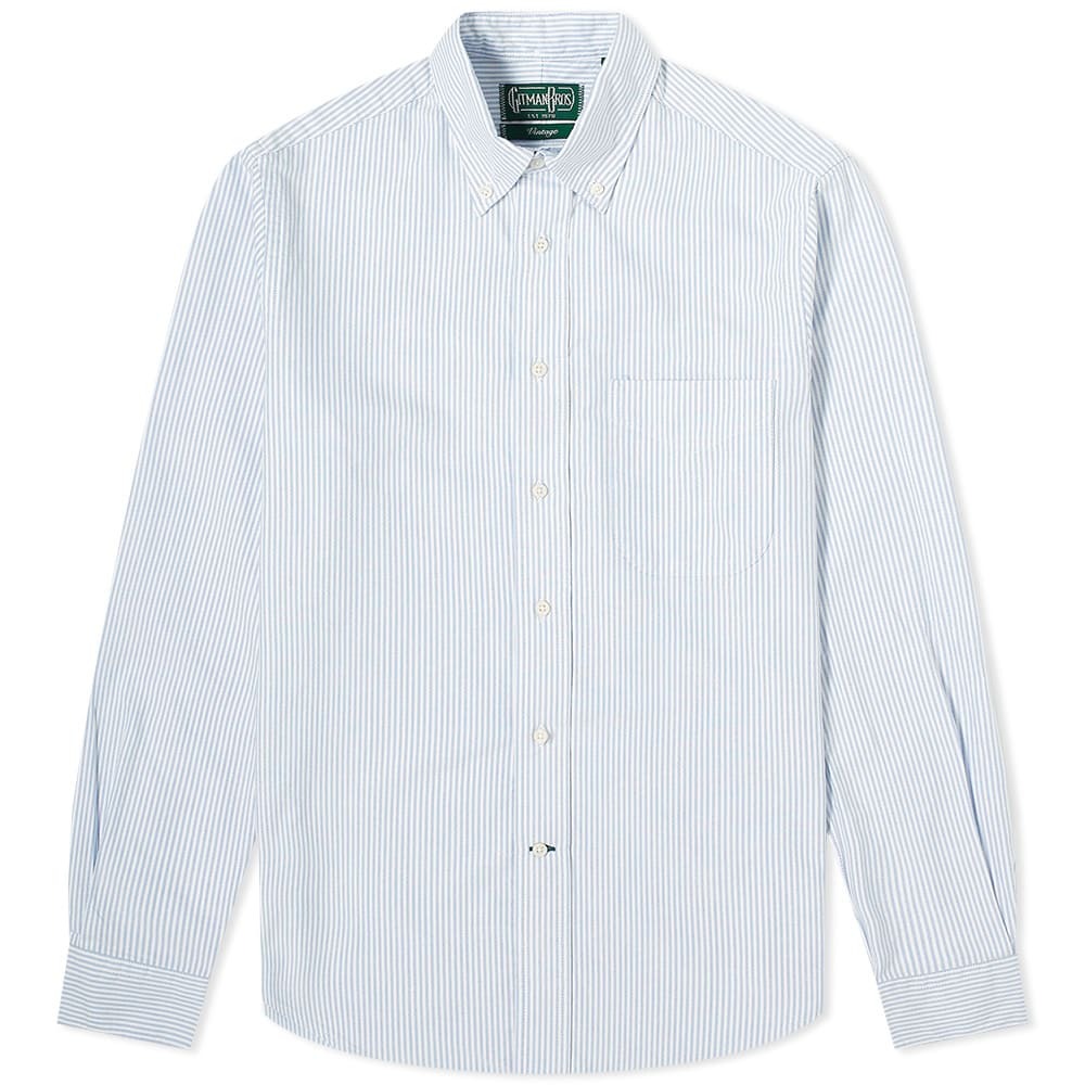 Gitman Vintage Men's Oxford Stripe Shirt in White/Blue