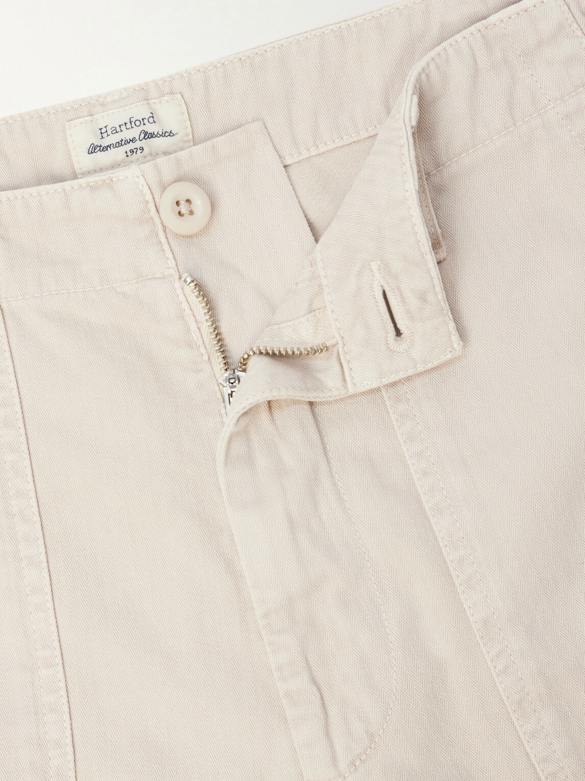 Hartford - Fatigue Straight-Leg Herringbone Cotton Shorts - Neutrals