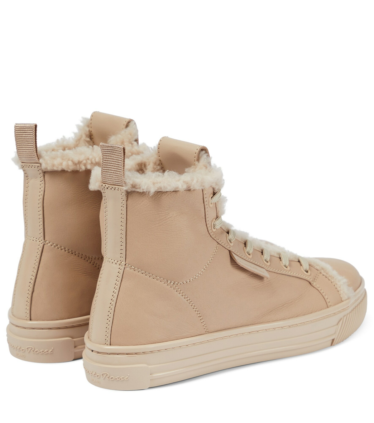 Gianvito Rossi - 360 High shearling-lined leather sneakers