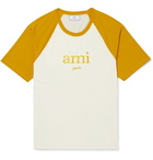 AMI - Embroidered Two-Tone Jersey T-Shirt - Men - Mustard
