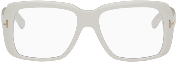 Photo: TOM FORD White Rectangular Glasses