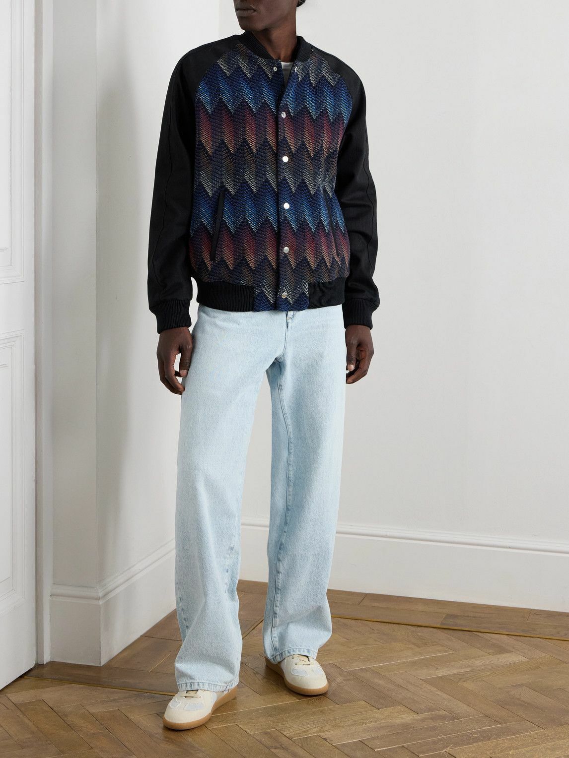 Missoni - Jacquard-Knit Panelled Herringbone Cotton-Blend Drill