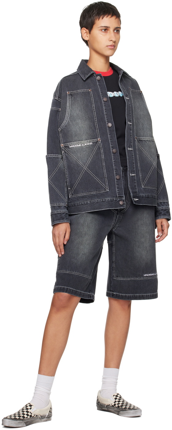MadeMe Black Double-Knee Denim Shorts