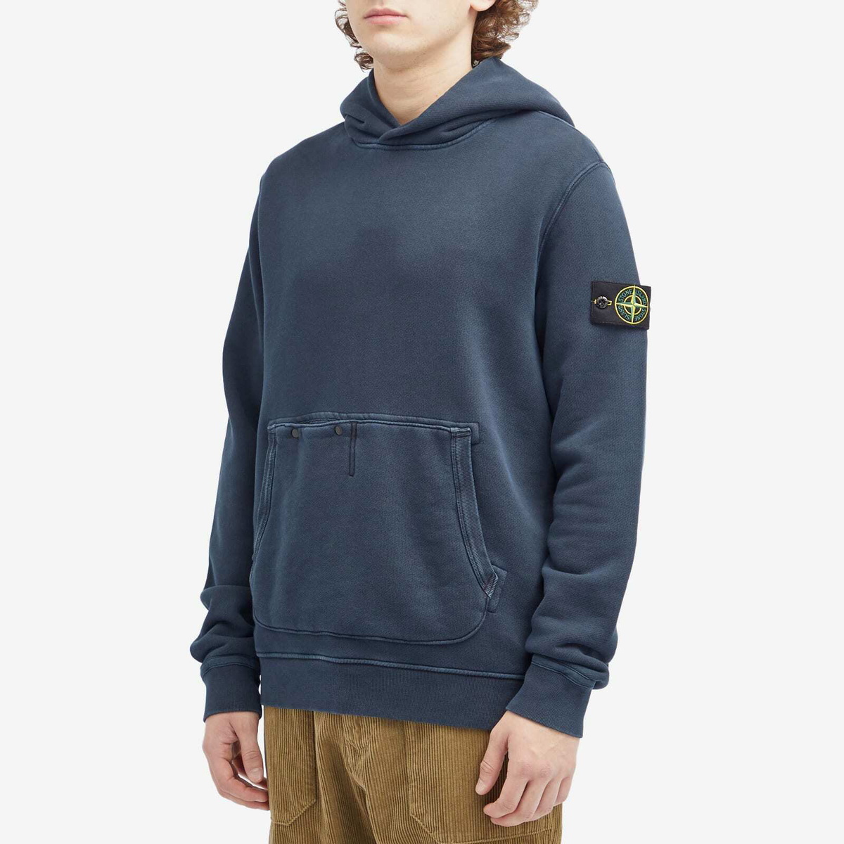 Stone Island Men's Diagonal Fleece Old Effect Hoodie in Navy