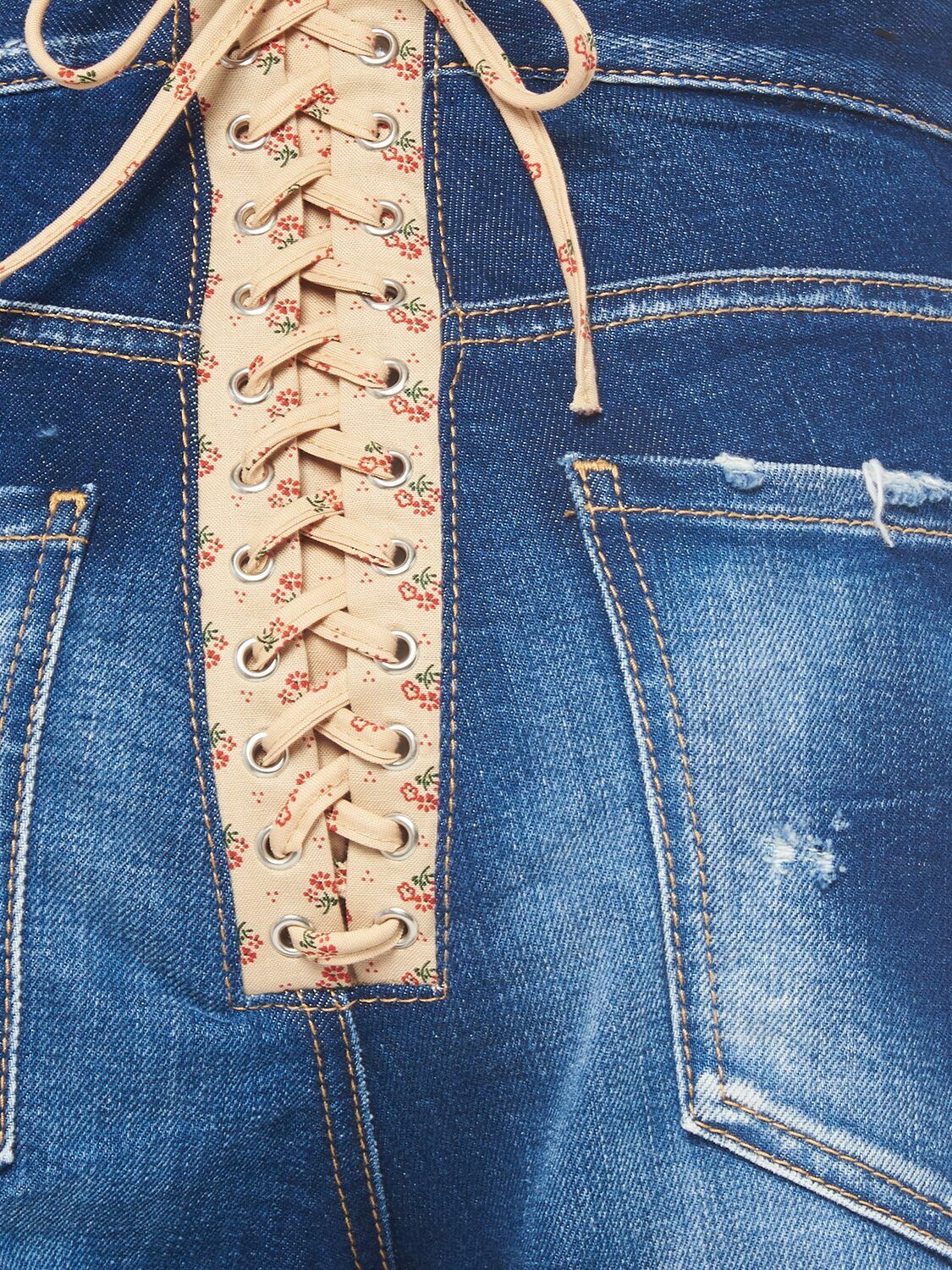 デニム・ジーパン Dsquared2 Jeans Boston DSQUARED2 - Boston Distressed Denim Lace-up Jeans Dsquared2