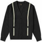 Beams Plus Men's 9G Stripe Cardigan in Black