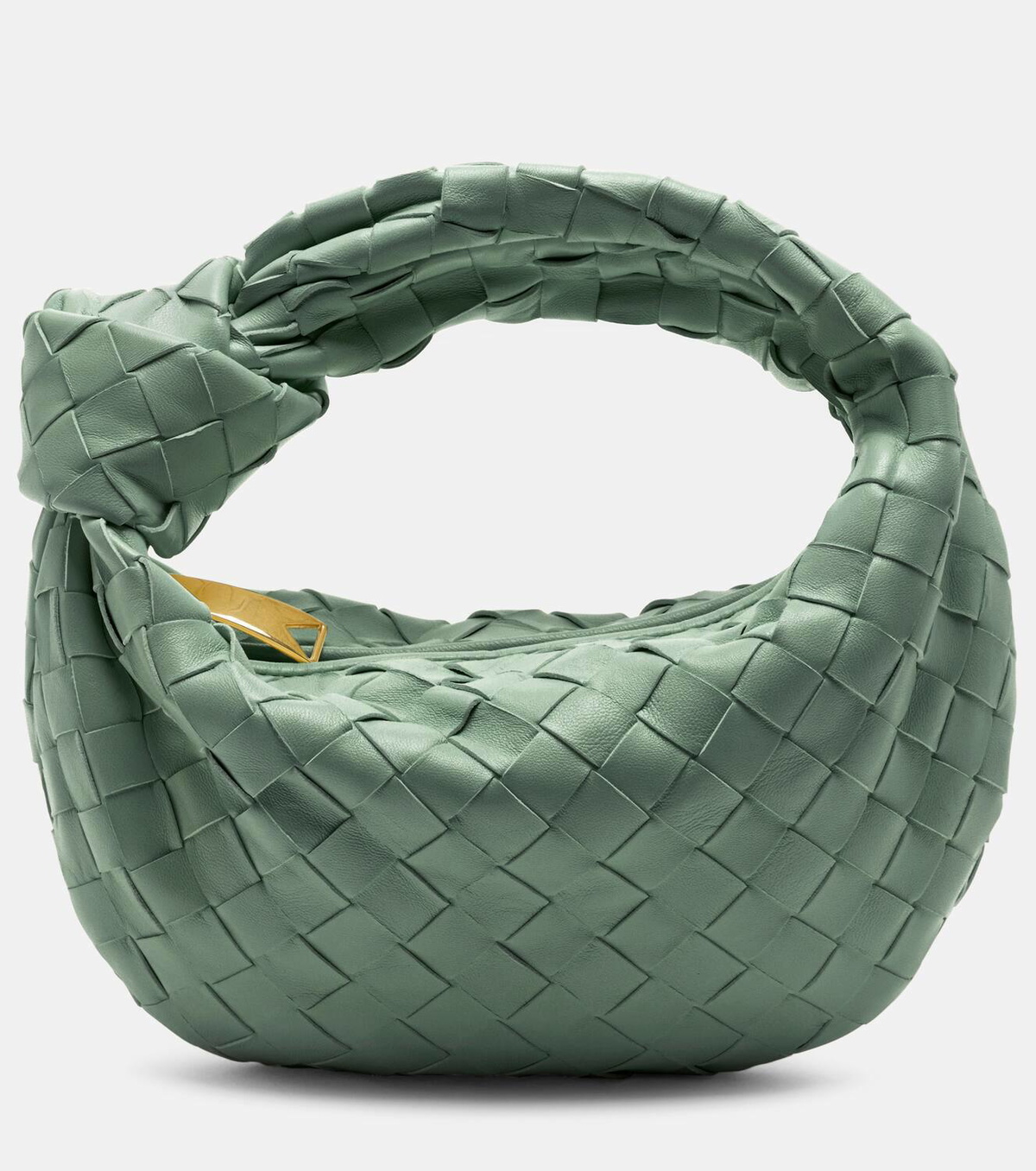 トートバッグ BOTTEGA VENETA Army Green Nappa Leather Mini Jodie Handbag Bottega Veneta Jodie Mini leather tote bag Bottega Veneta