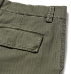 Brunello Cucinelli - Herringbone Stretch-Cotton Cargo Trousers - Men - Army green