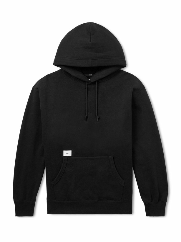 Photo: WTAPS - Aon Logo-Appliquéd Cotton-Jersey Hoodie - Black