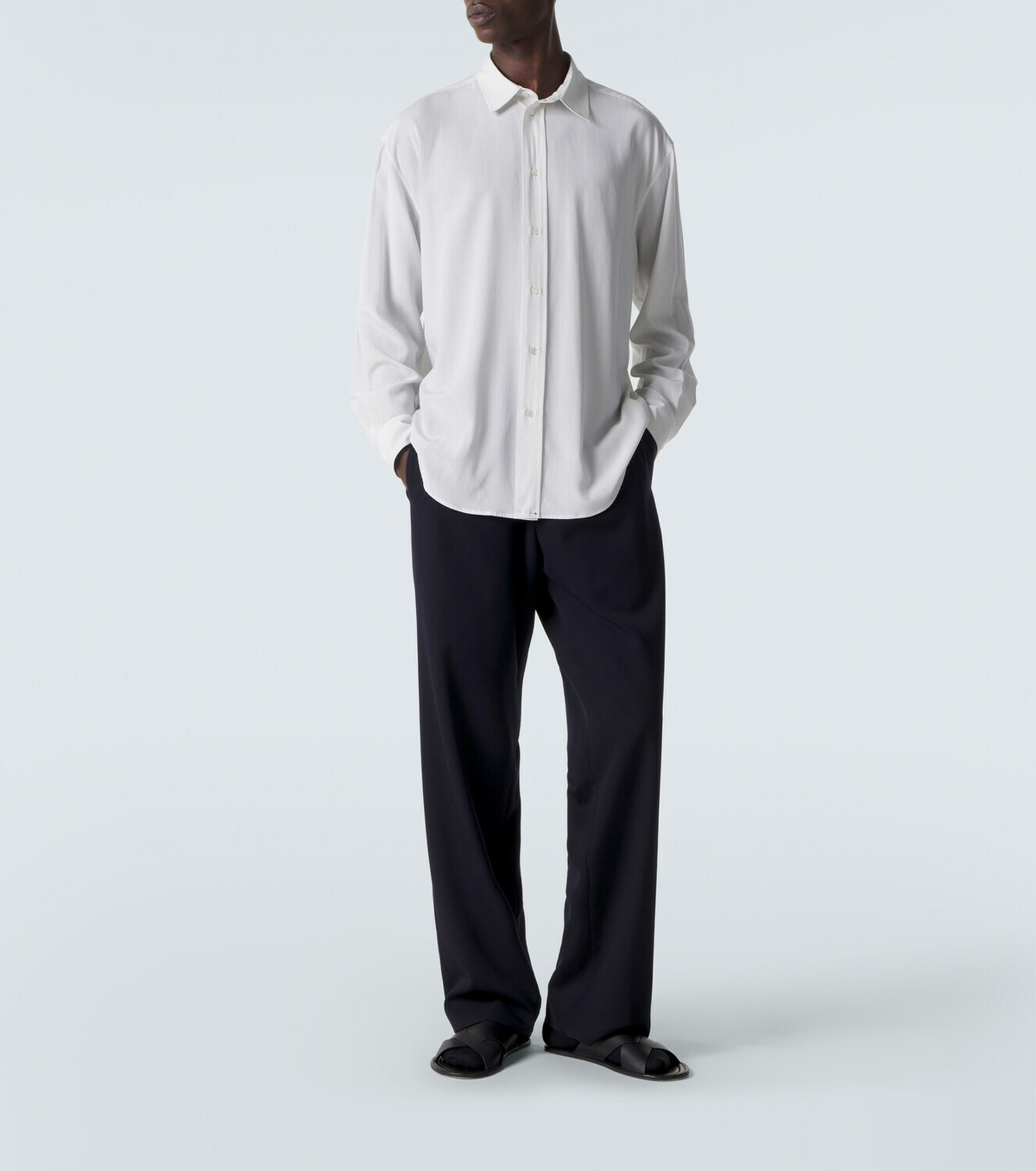 The Row Granada striped silk shirt