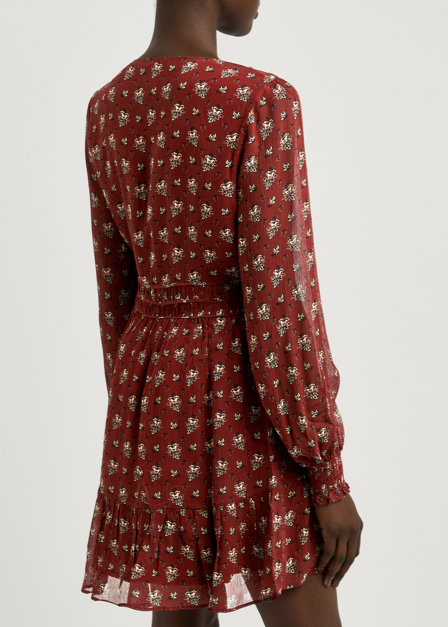 Paige Brasserie Floral-print Silk-georgette Mini Dress Red