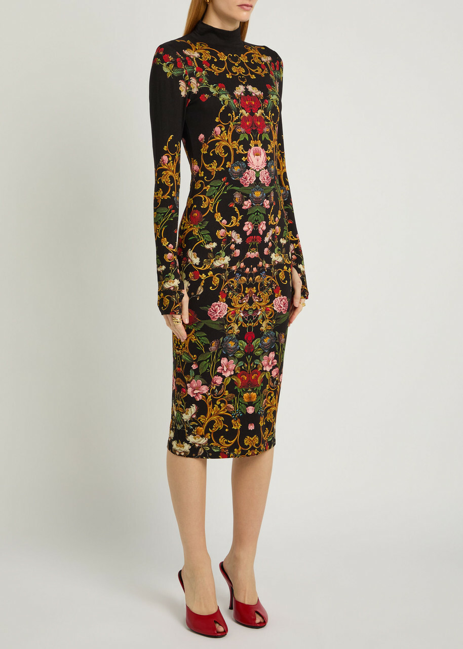 Alice + Olivia Delora Floral-print Jersey Midi Dress Multicoloured 1