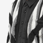 Beams Plus Men's Native Rag Pattern Boa Fleece Cardigan in Black