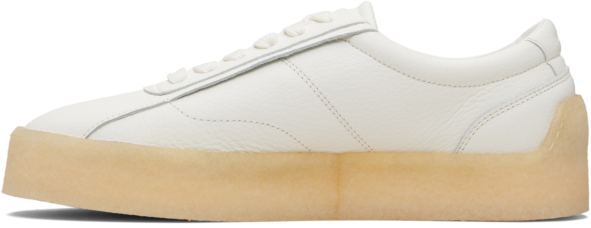 Hugo White Grained Leather Sneakers