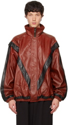 doublet Red & Black Leather Track Jacket