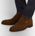 George Cleverley - Fry Suede Monk-Strap Boots - Brown