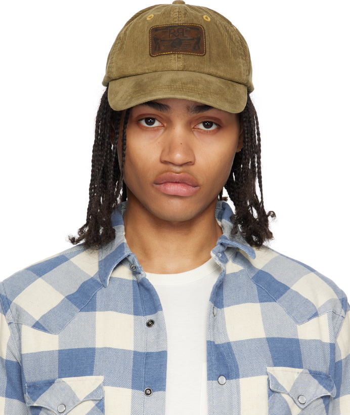 Photo: RRL Tan Leather-Patch Corduroy Trucker Cap