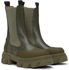 GANNI Khaki Cleated Chelsea Boots
