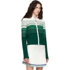 Casablanca White & Green Boucle Stripe Zip‑Up Track Jacket