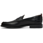 Hugo Black Leather Crocodile Vamp Loafers