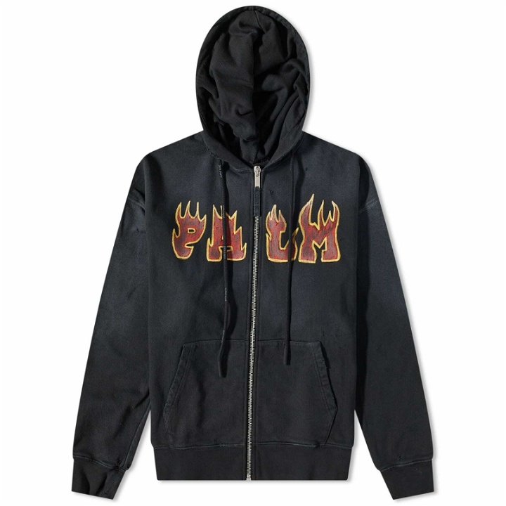 Photo: Palm Angels Men's Flames Popover Hoody in Black/Red