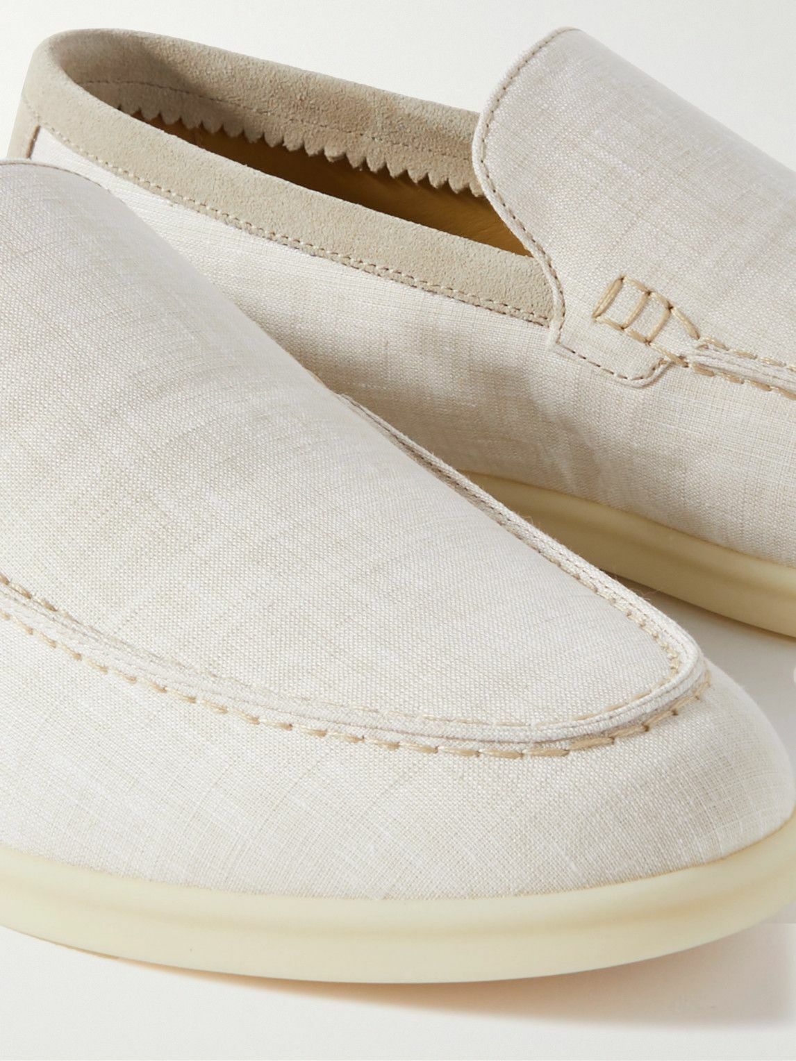 Loro Piana - Summer Walk Suede-Trimmed Linen-Canvas Loafers