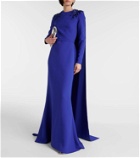 Safiyaa Ginevra embellished caped gown