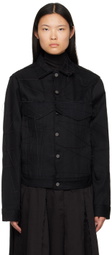 AIREI Black Stitched Denim Jacket