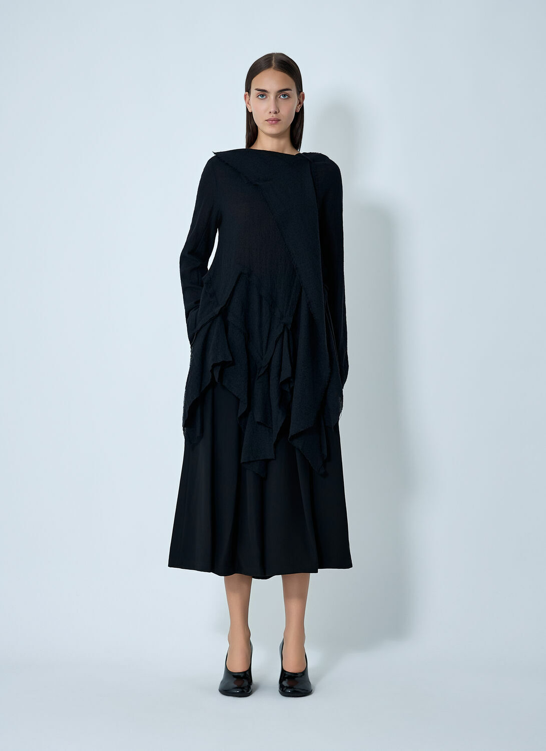 Yohji Yamamoto Gauzed Frilled Blouse