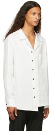 Sulvam White Cotton Open Collar Shirt
