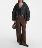 Ganni Belted cropped cotton jacket