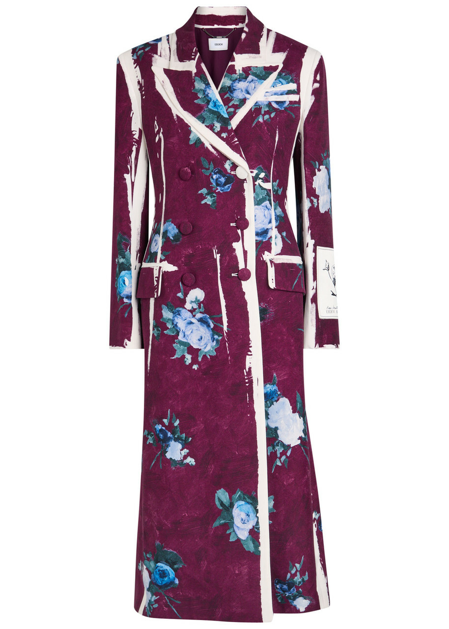 Erdem Floral-print Woven Coat Red