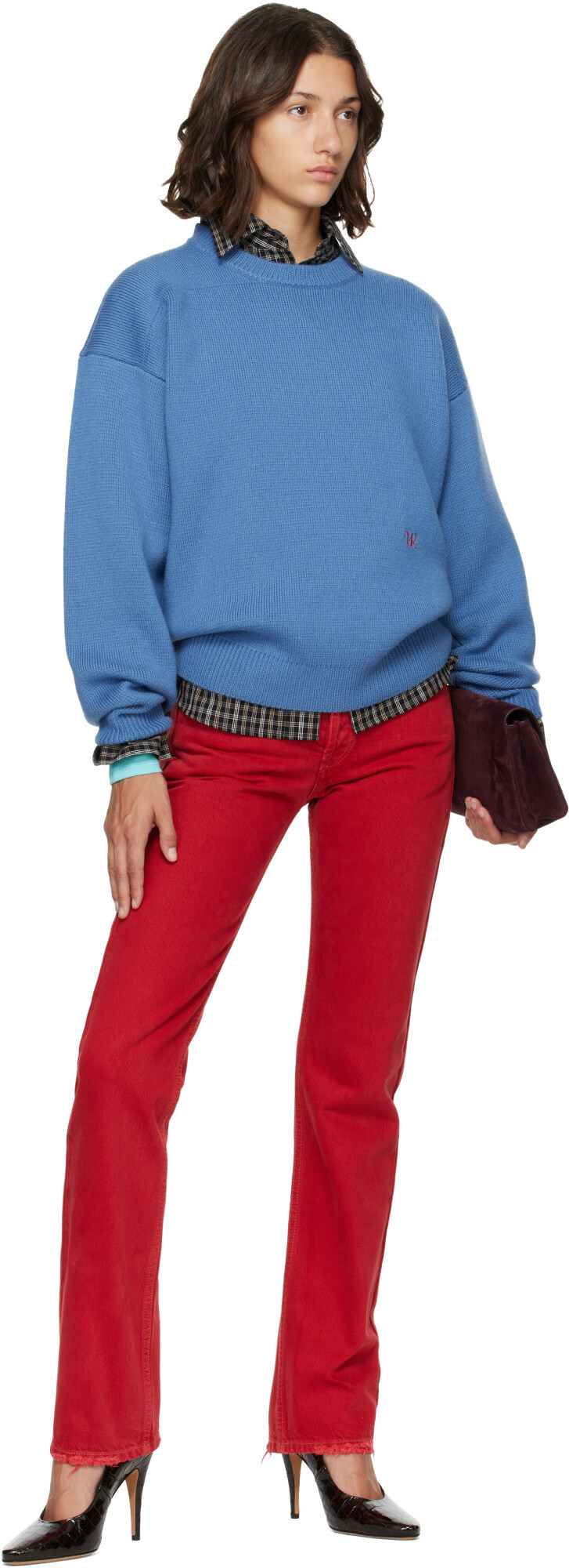 WILLY CHAVARRIA Blue 'Chavarria' Embroidered Sweater