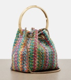Jimmy Choo Bon Bon Small raffia-effect bucket bag