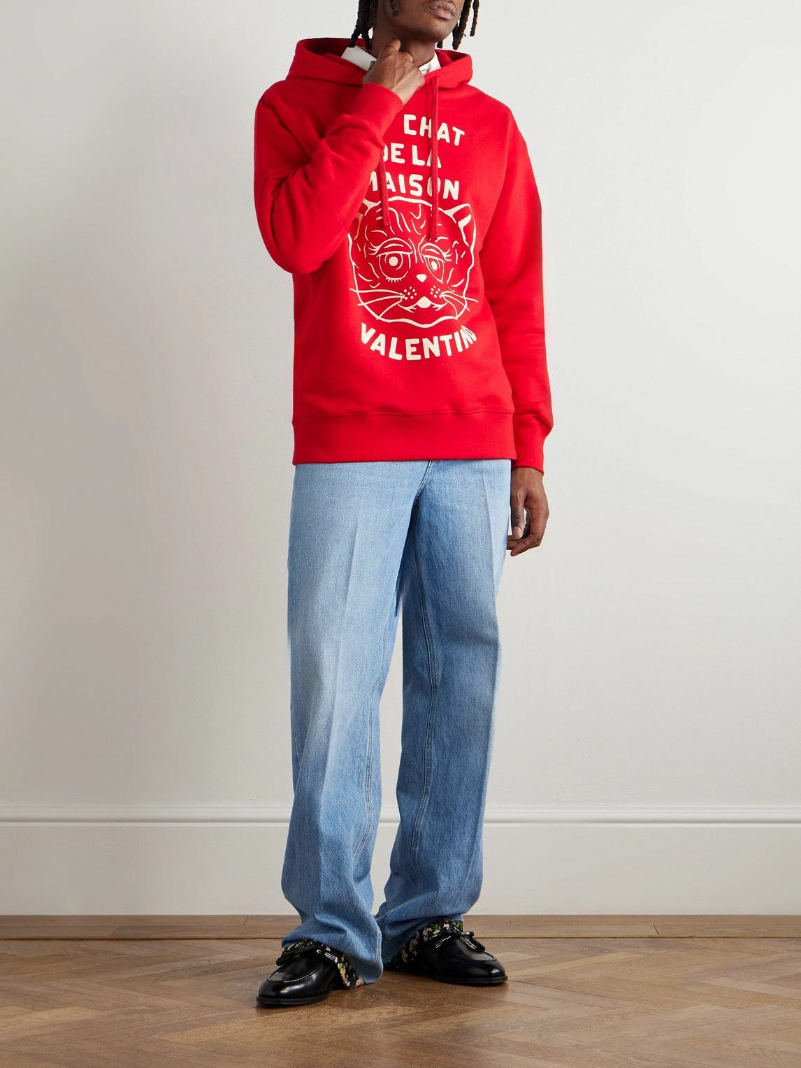 Valentino Garavani - Logo-Print Cotton-Jersey Hoodie - Red