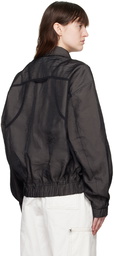 lesugiatelier Black Sheer Overlay Bomber Jacket