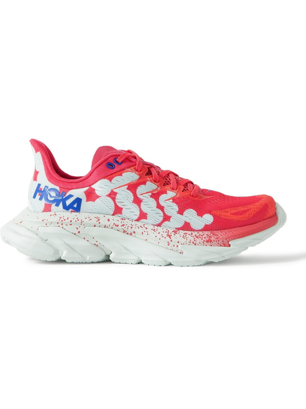 Photo: Hoka One One - Clifton Edge Rubber-Trimmed Mesh Running Sneakers - Pink