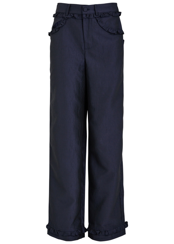 Photo: Sister Jane Pointe Straight-leg Taffeta Trousers Navy