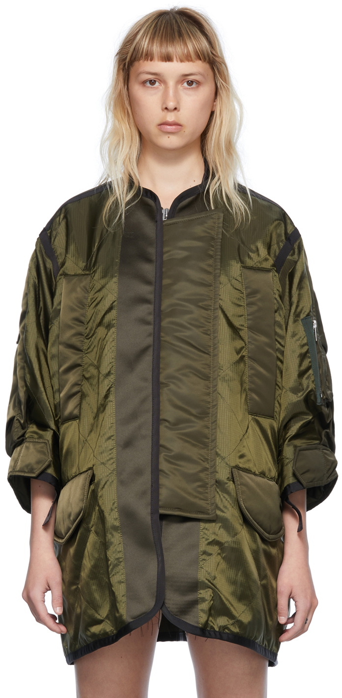 sacai Khaki Nylon Bomber Jacket Sacai