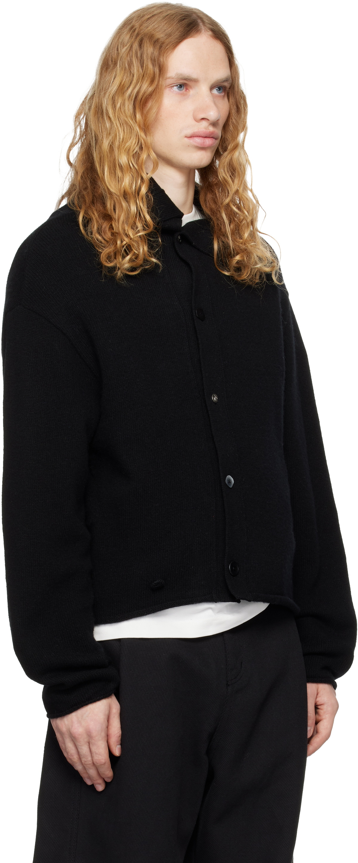ADER error Black Mock Neck Cardigan