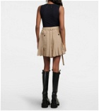 Sacai - Pleated wool-blend miniskirt