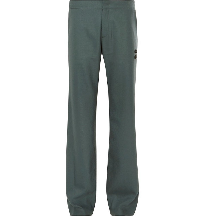 Photo: Off-White - Grey-Green Virgin Wool-Blend Suit Trousers - Green