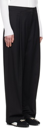AMOMENTO Black Wide Tuck Trousers